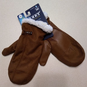 Brown suede Isotoner mittens